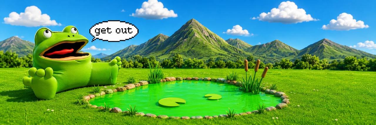 get out frog by his pond